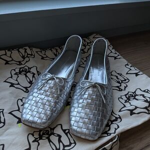 Freda Salvador Silver Woven Flats